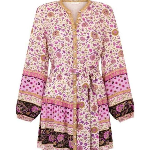 Spell & the Gypsy Collective 🥀 Lady Untamed Lavender floral Tunic Mini Dress M - Picture 3 of 10